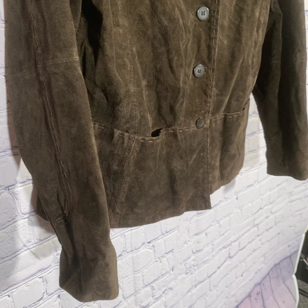Massini Womens VTG Leather Button Down Jacket Brown Size L Western Boho Casual